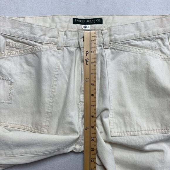 Ralph Lauren Jeans Womens 12 White Wide Leg Patches Rider Pants - Picture 5 of 8